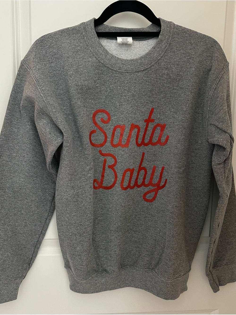 Vici Gray Sweatshirt with Red "Santa Baby" Script
